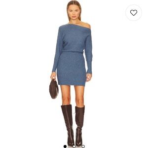 REVOLVE Blue Off-Shoulder Midi Dress